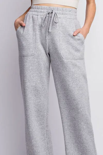 Faith Apparel Drawstring Straight Leg Slit Sweatpants