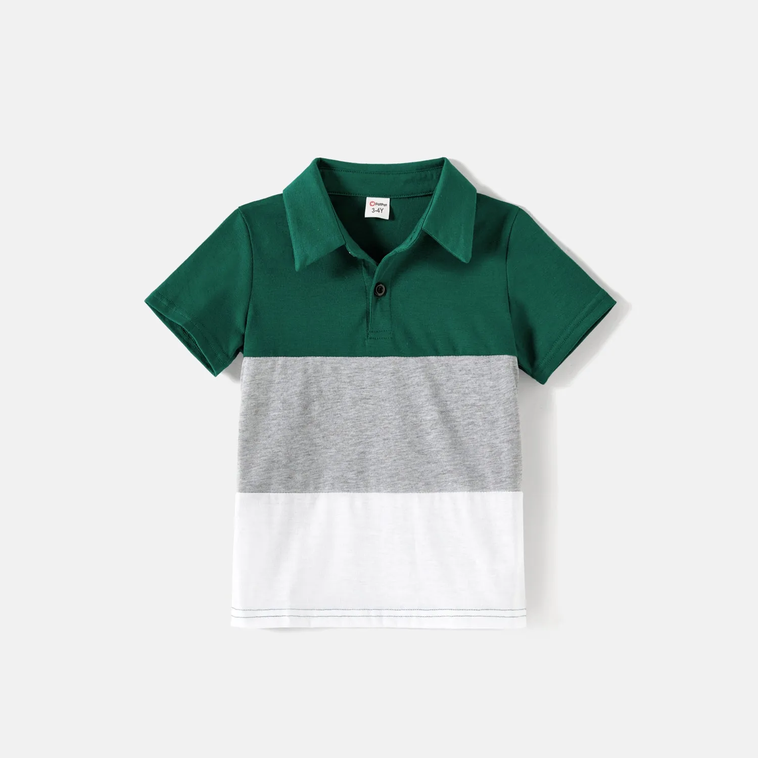 Family Matching Green Lace Spliced Dresses and Short-sleeve Colorblock Polo Shirts Sets