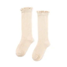 Fancy Lace Top Knee Highs | Vanilla