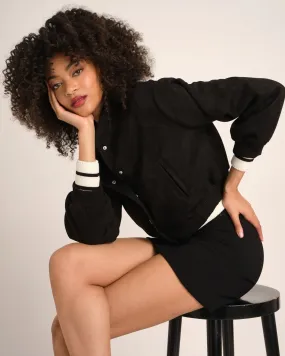 Faux Suede Cropped Bomber