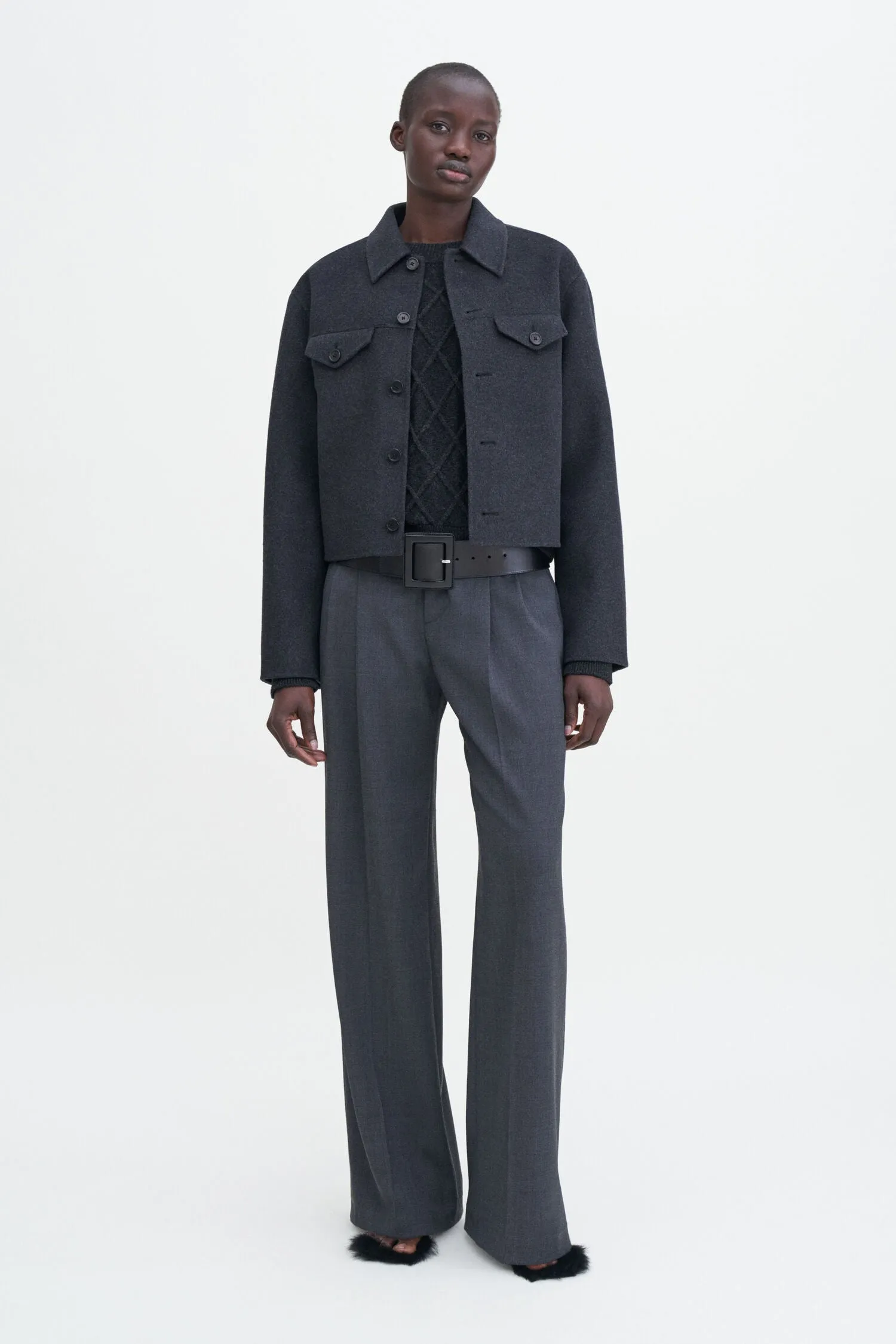 Filippa K Anthracite Short Wool Cashmere Jacket