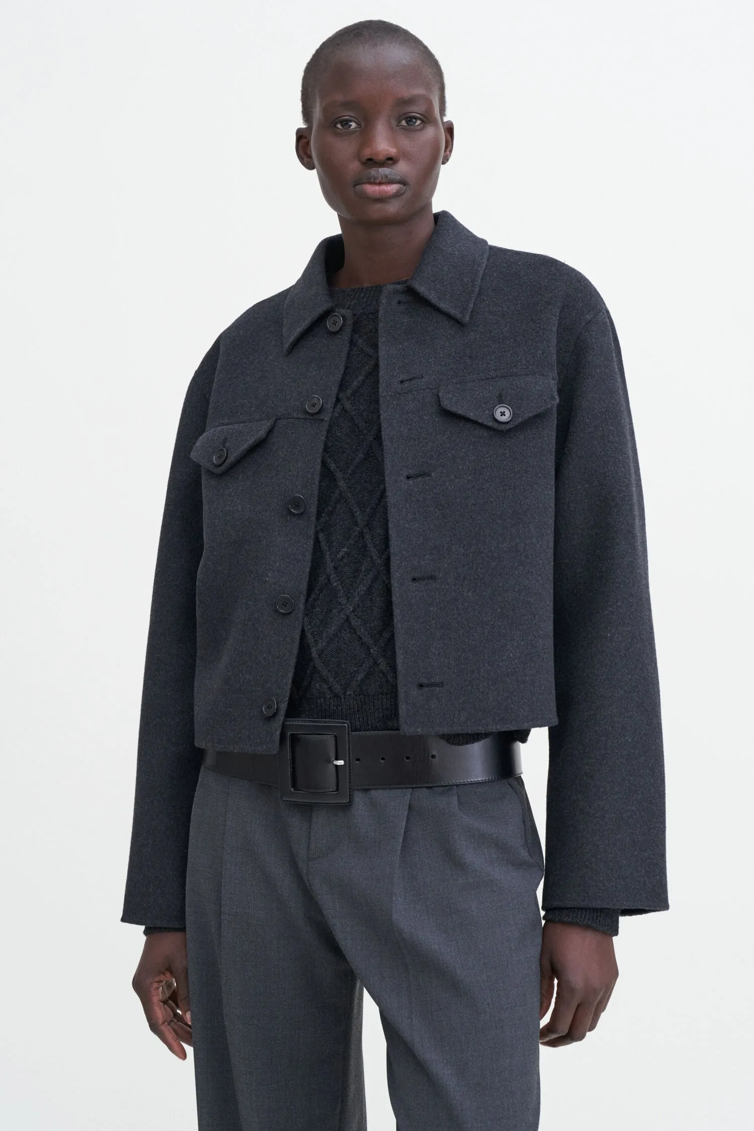 Filippa K Anthracite Short Wool Cashmere Jacket