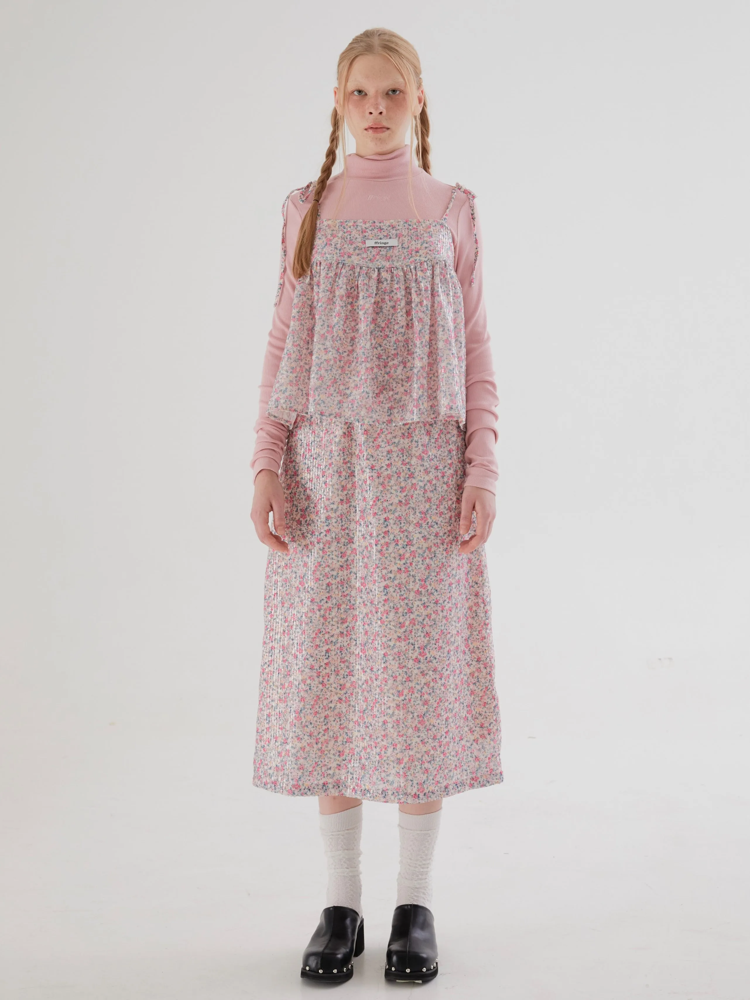 Floral Sequin Straight Skirt