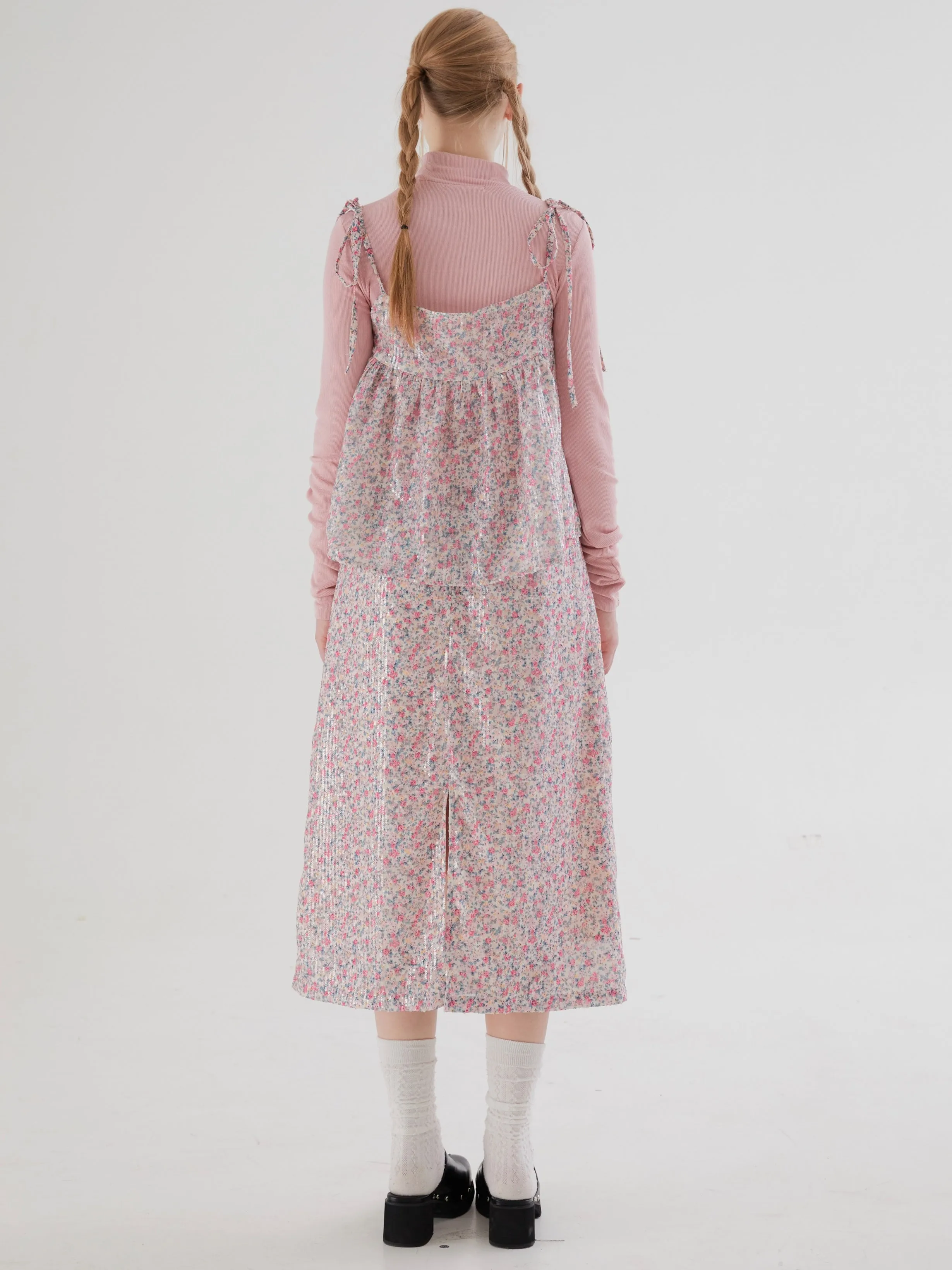 Floral Sequin Straight Skirt