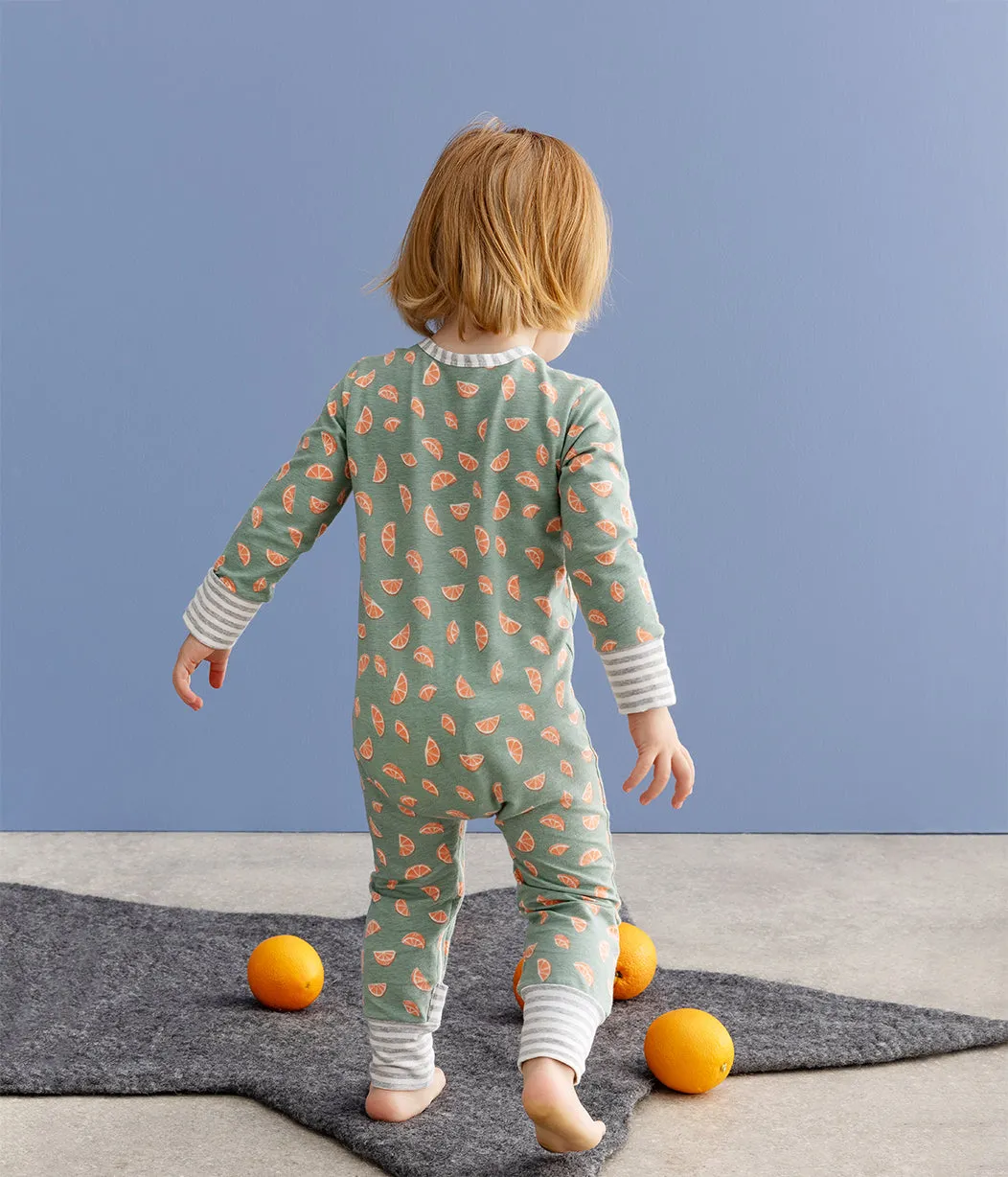 Footless Romper Cotton Green Sliced