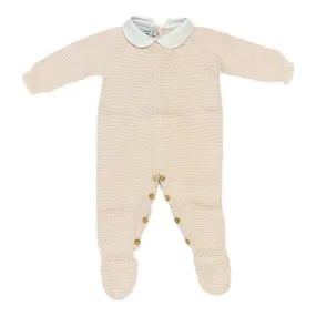Garter Stitch Footed Romper Pink