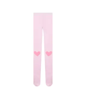 Girls Pink Cotton Heart Tights