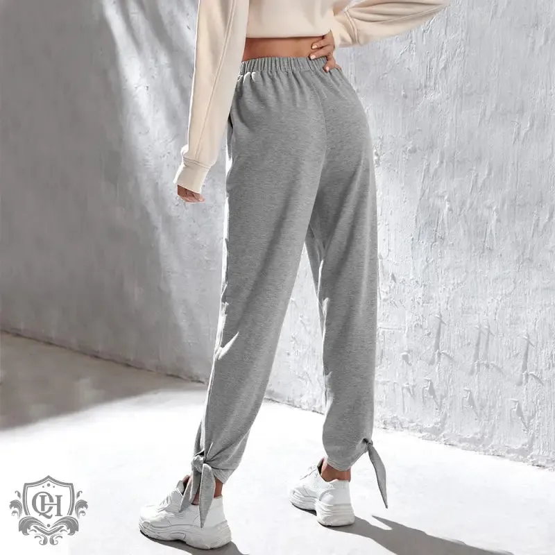Gray Ankle Tied Sweatpants