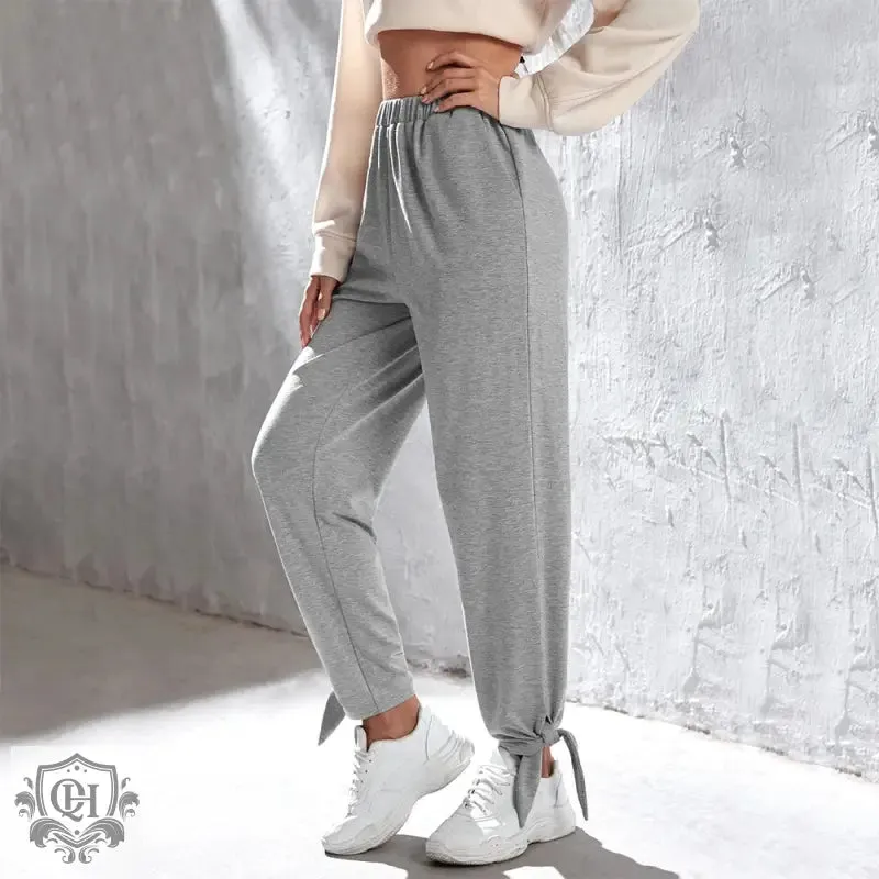 Gray Ankle Tied Sweatpants