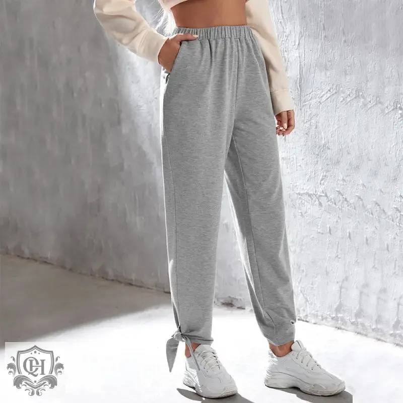 Gray Ankle Tied Sweatpants