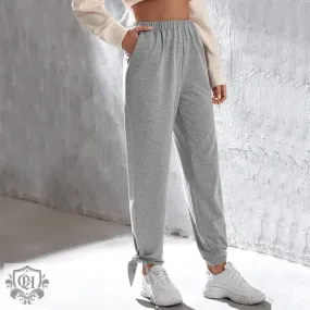 Gray Ankle Tied Sweatpants