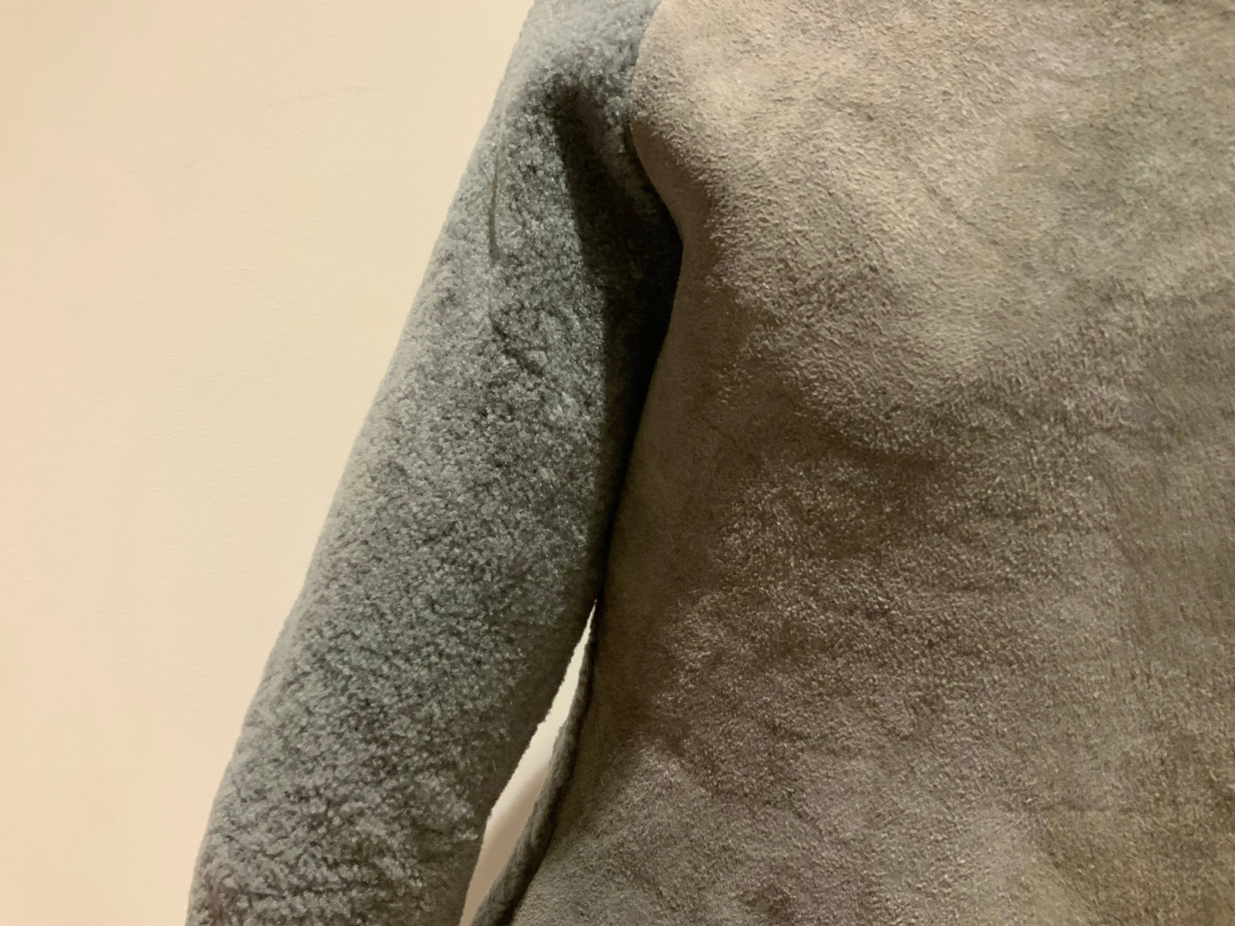 Grey shearling coat with grey mink pockets fur Size XS ladies
