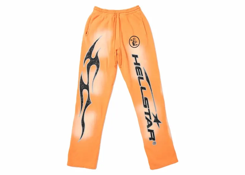 Hellstar Fire Orange Flare Bottom Sweatpants Orange Dye