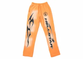 Hellstar Fire Orange Flare Bottom Sweatpants Orange Dye