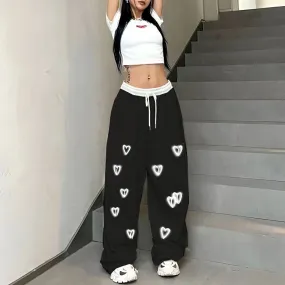 Hip-Hop Street Dance Loose-Fit Hiphop Sweatpants, High-Waisted Casual Sports Pants, Jazz Dance Drawstring Straight-Leg Wide-Leg Trousers