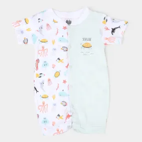 Infant Boys Cotton Romper Marine - White/Blue