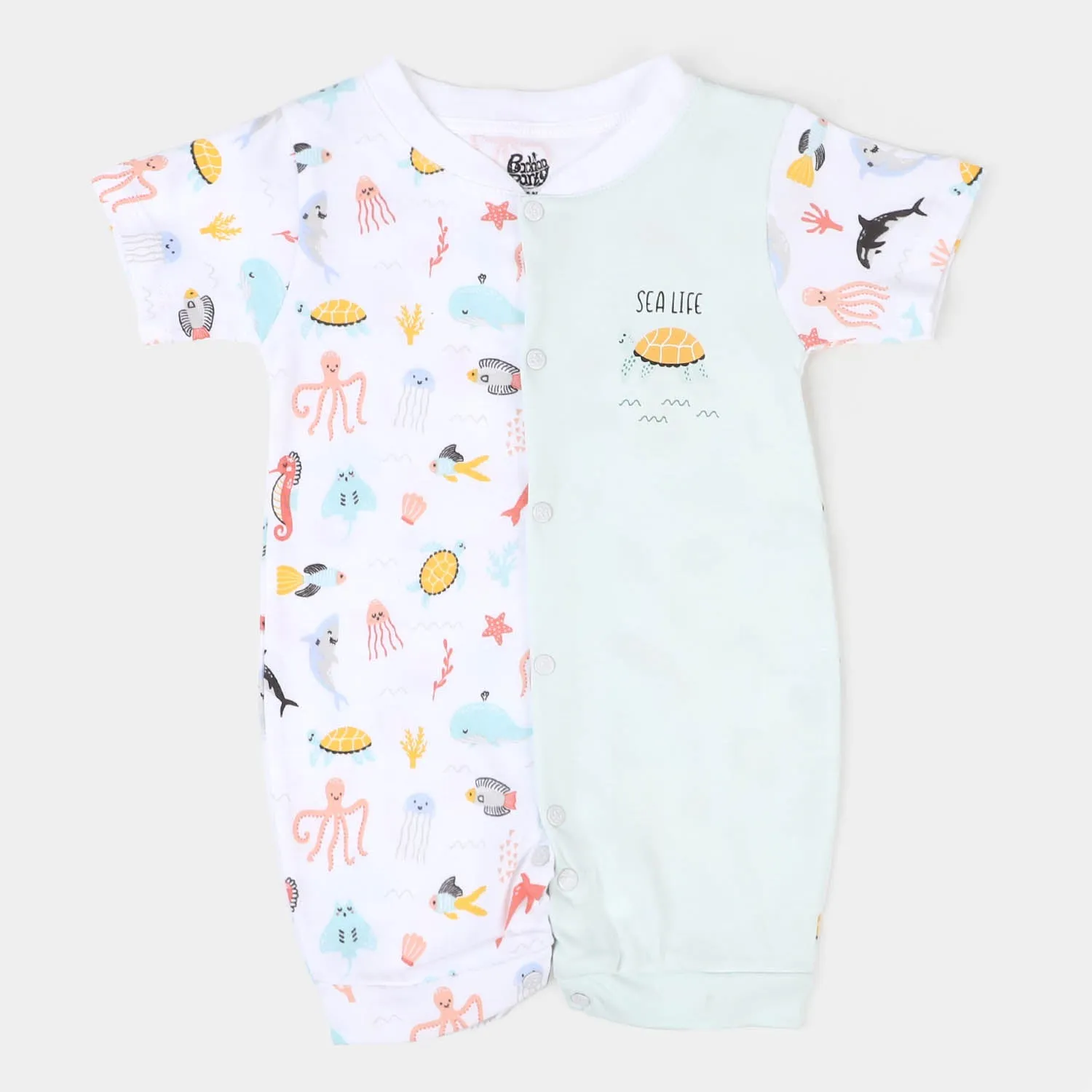 Infant Boys Cotton Romper Marine - White/Blue