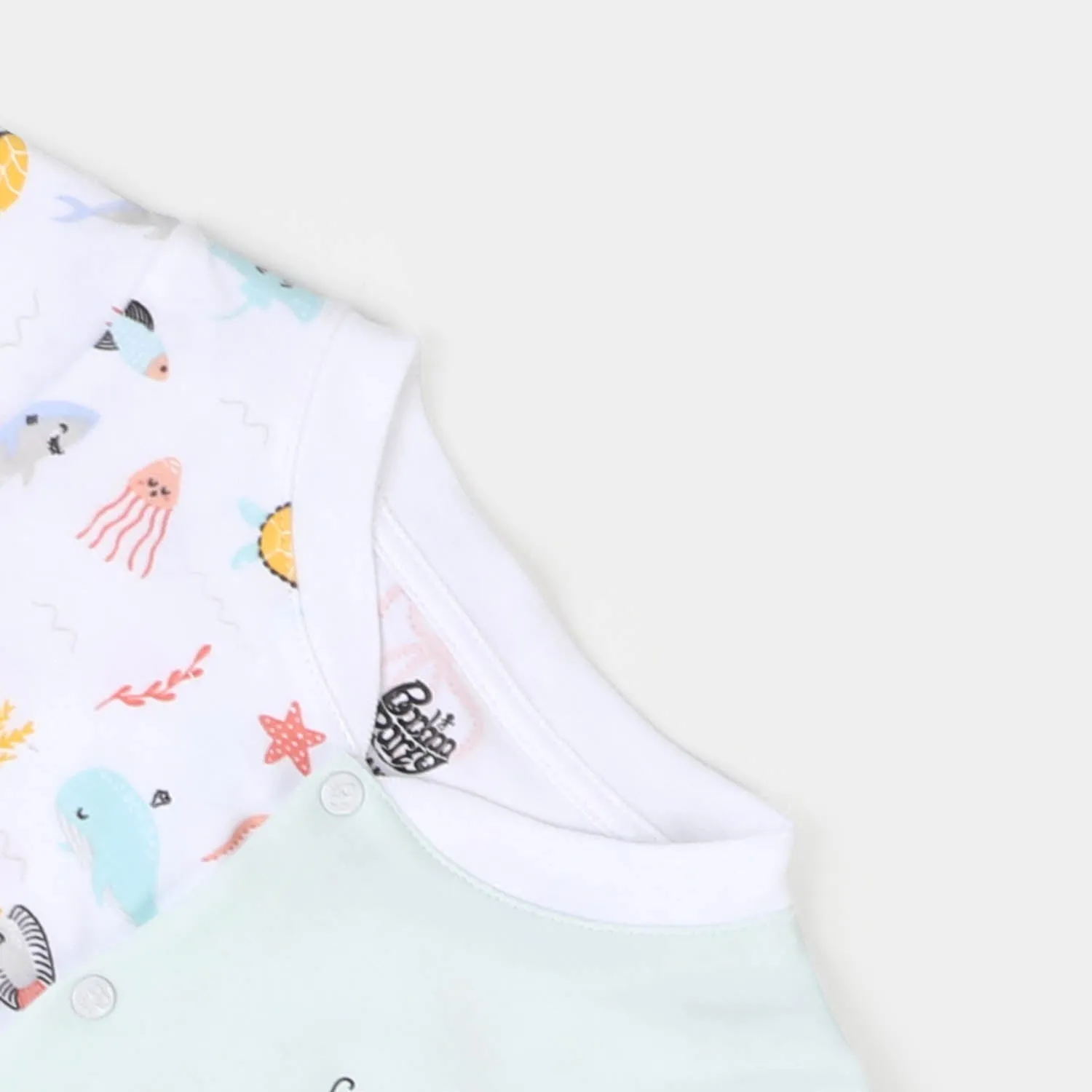 Infant Boys Cotton Romper Marine - White/Blue