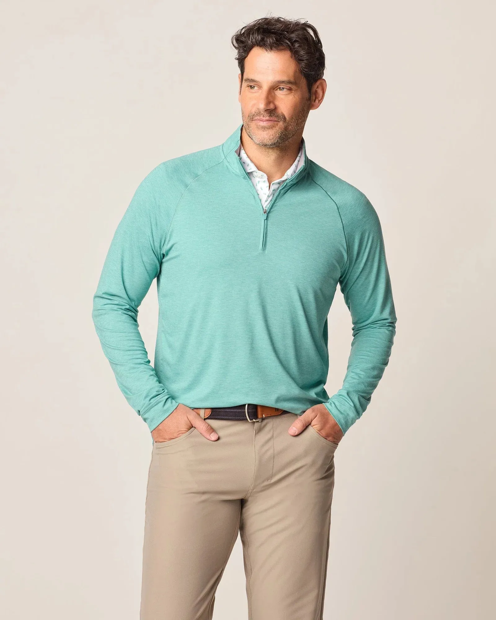 Johnnie-O Freeborne Performance 1/4 Zip Pullover Sweater - Green Grass