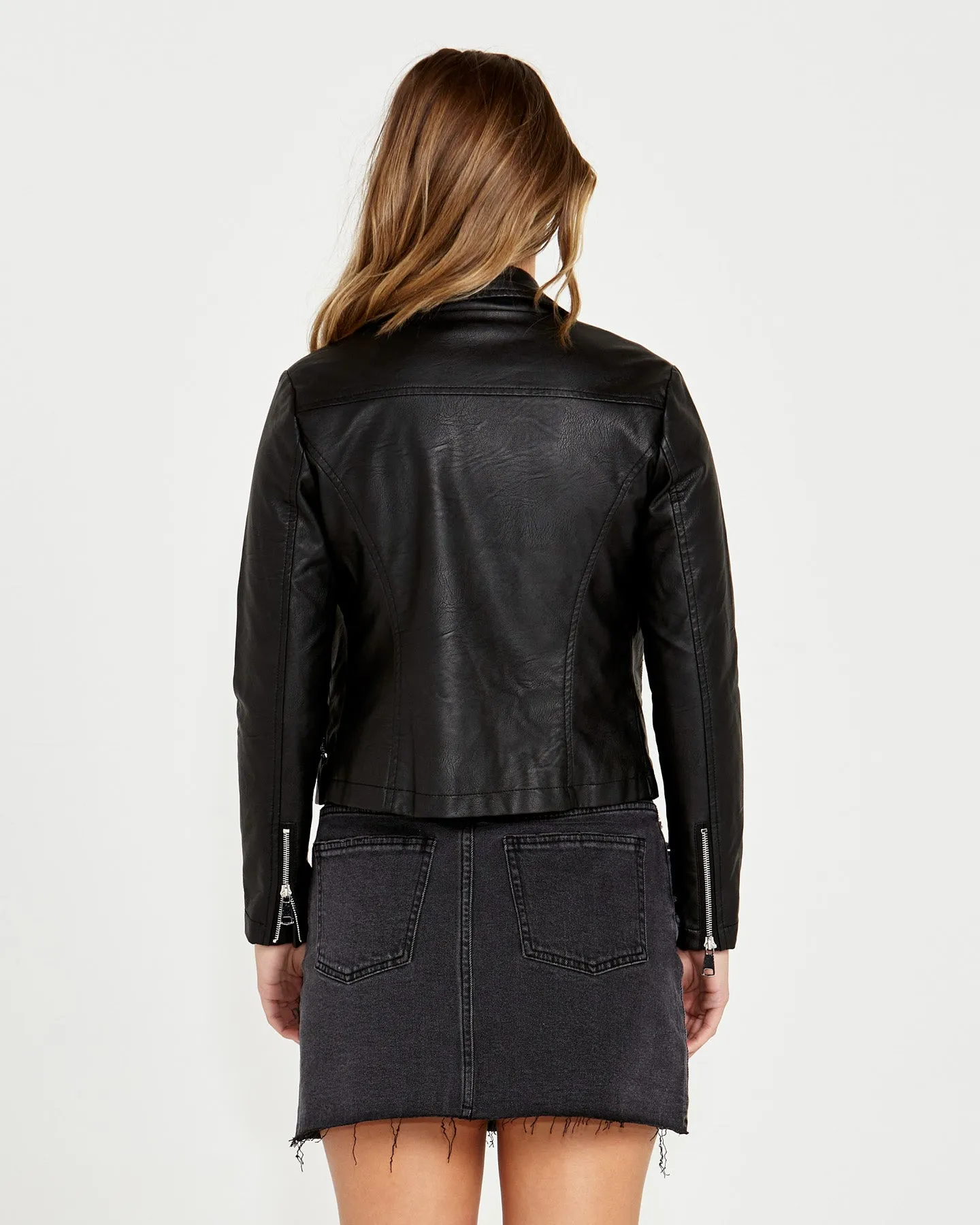 Jovie Cropped Biker Jacket - Black