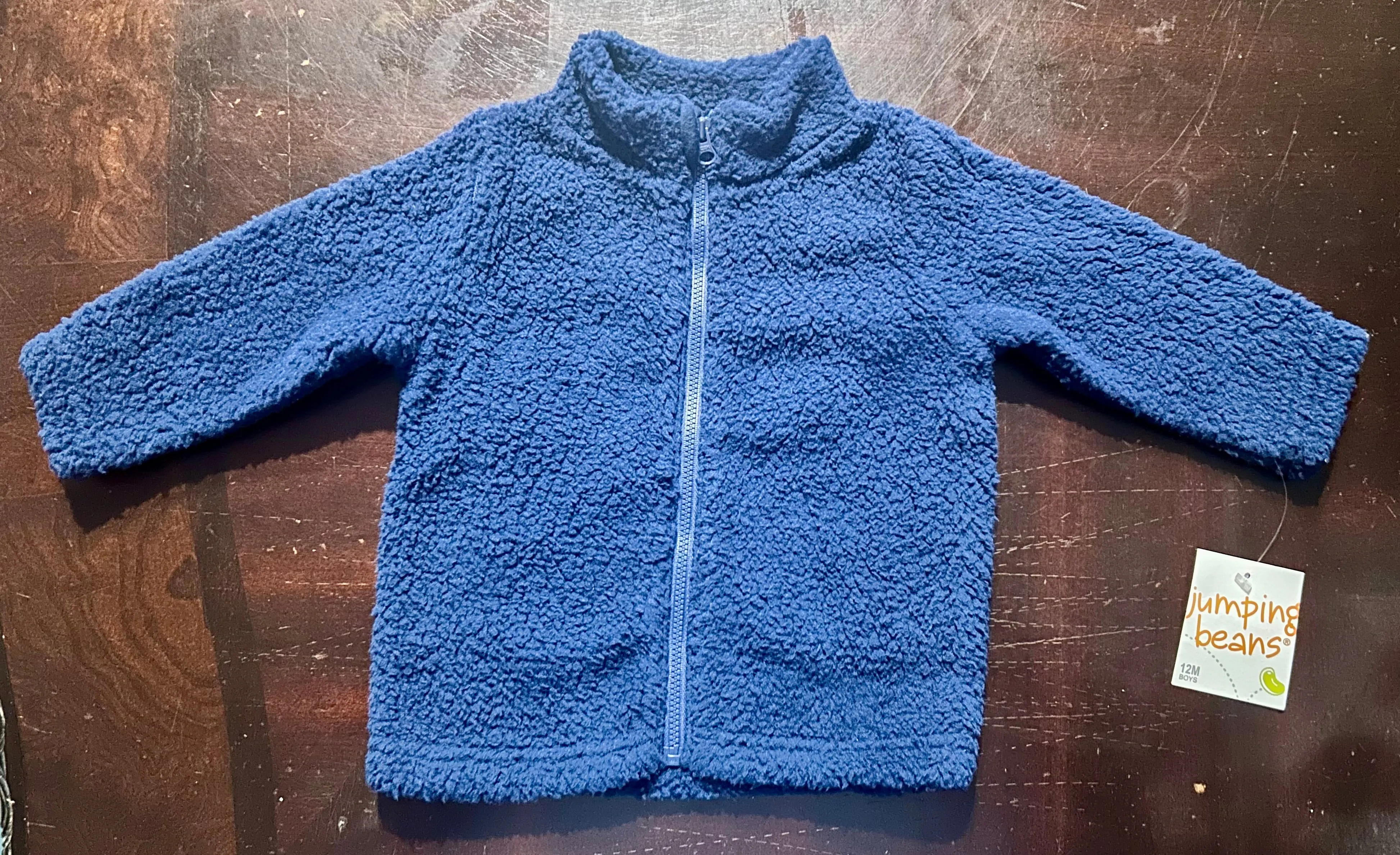 Jumping Beans Full Zip Sherpa Jacket Navy Blue 12-Month 12533