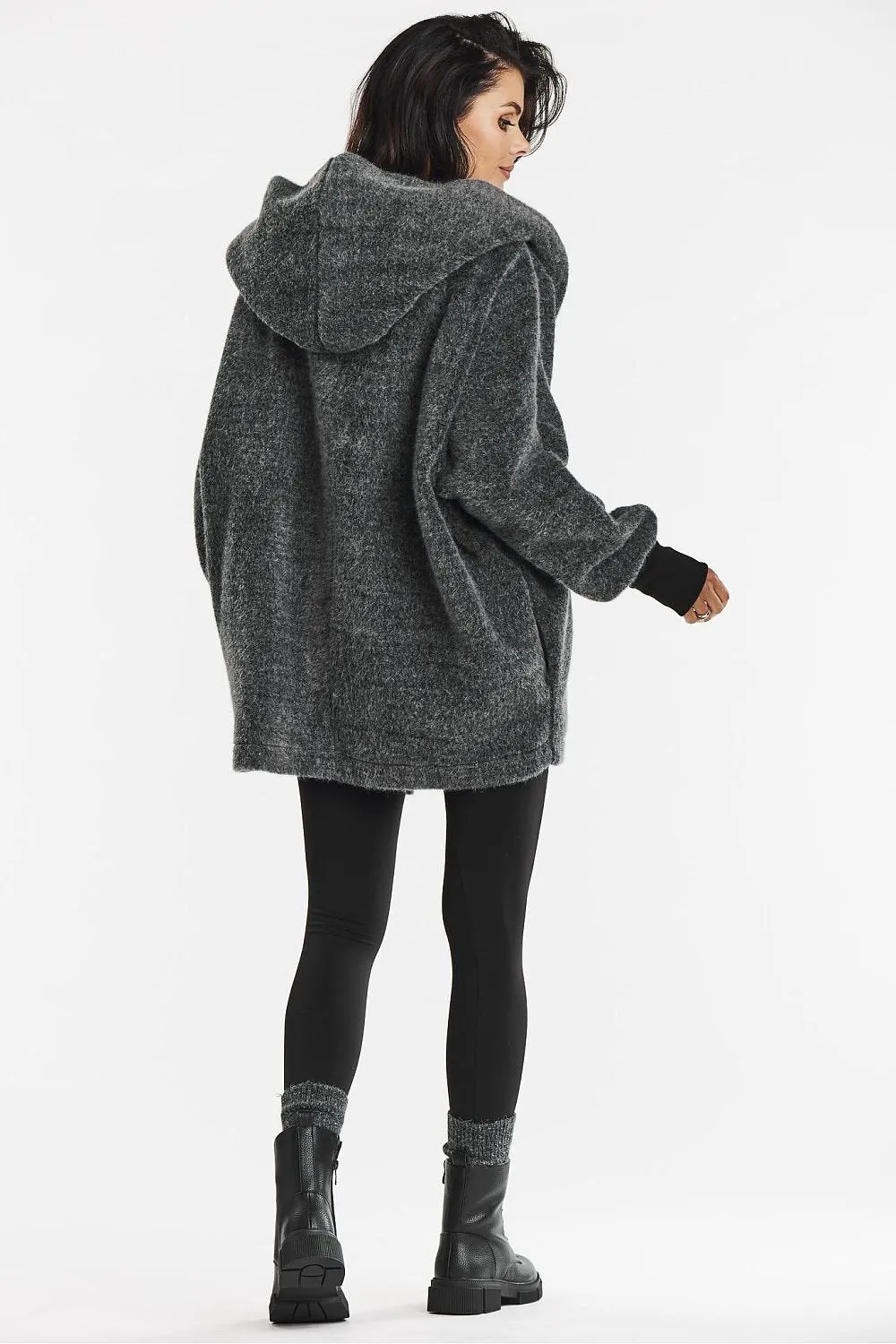 Kimono coat with a hood in a loose cut