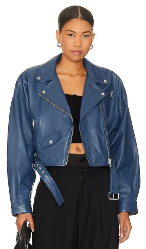 LAMARQUE Dylan Cropped Jacket in Navy