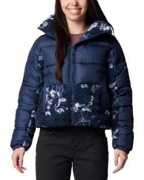 Leadbetter Point II Print Sherpa Hybrid Jacket in Collegiate Navy & Collegiate Navy Shadowvines