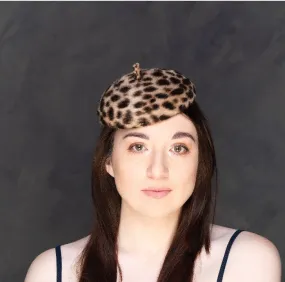Leopard print mini beret/fascinator