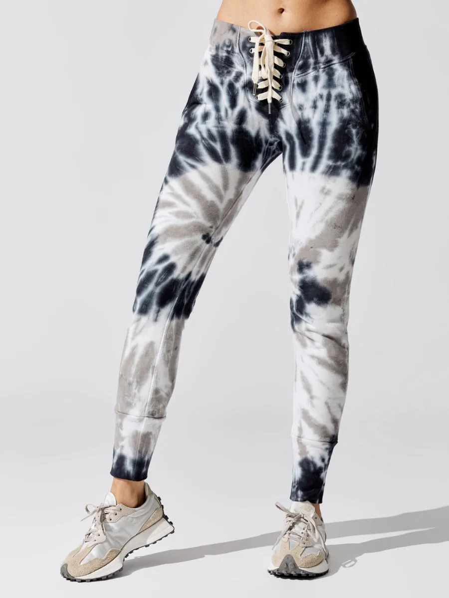 Maddox Tie Front Slim Tie-dye Sweats - Taupe Tie-Dye