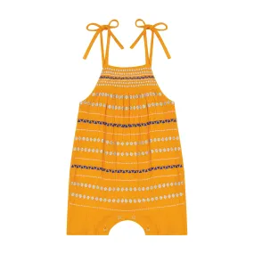 Marley Shoulder Tie Baby Romper Marigold Embroidery