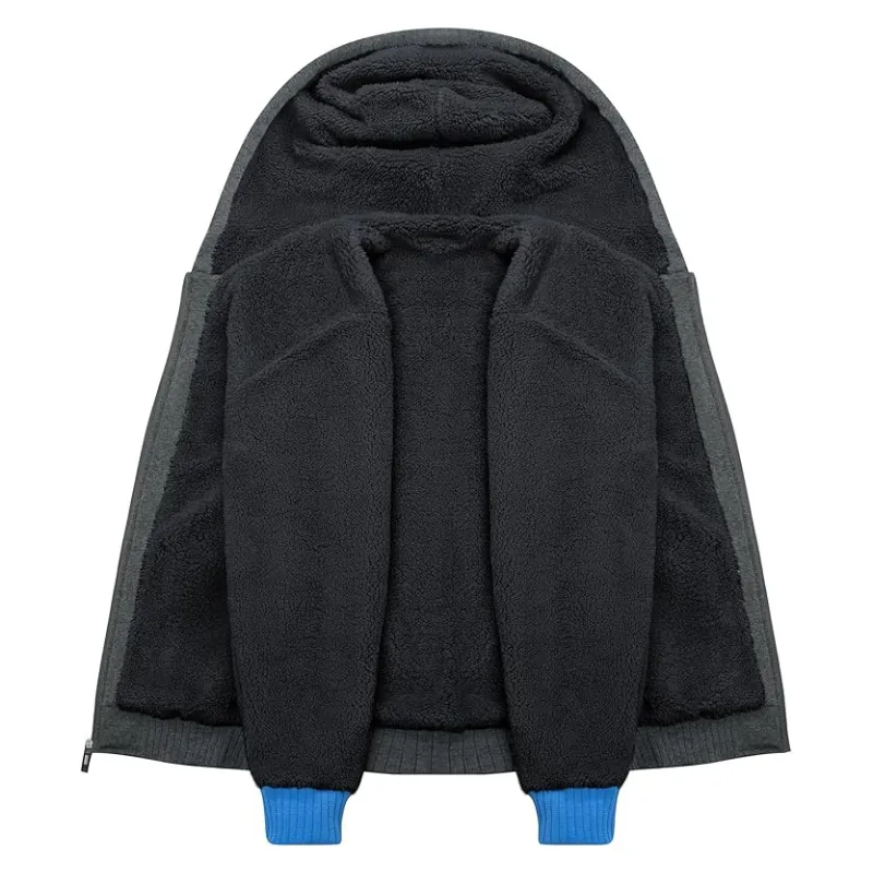 Men's Fleece Zipper Hoodie – Sherpa Lined Winter Jacket