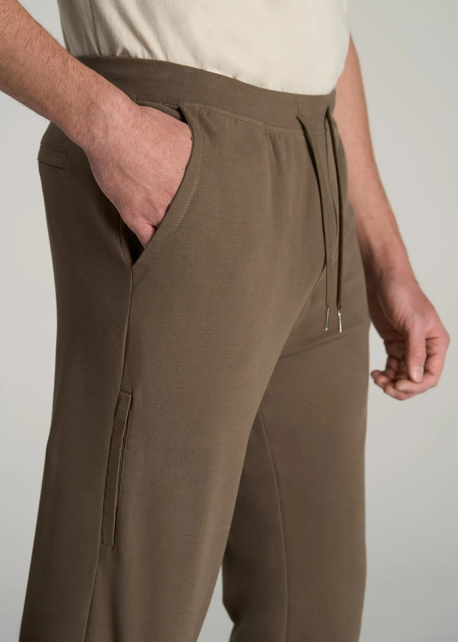 Microsanded French Terry Sweatpants for Tall Men in Army Brush