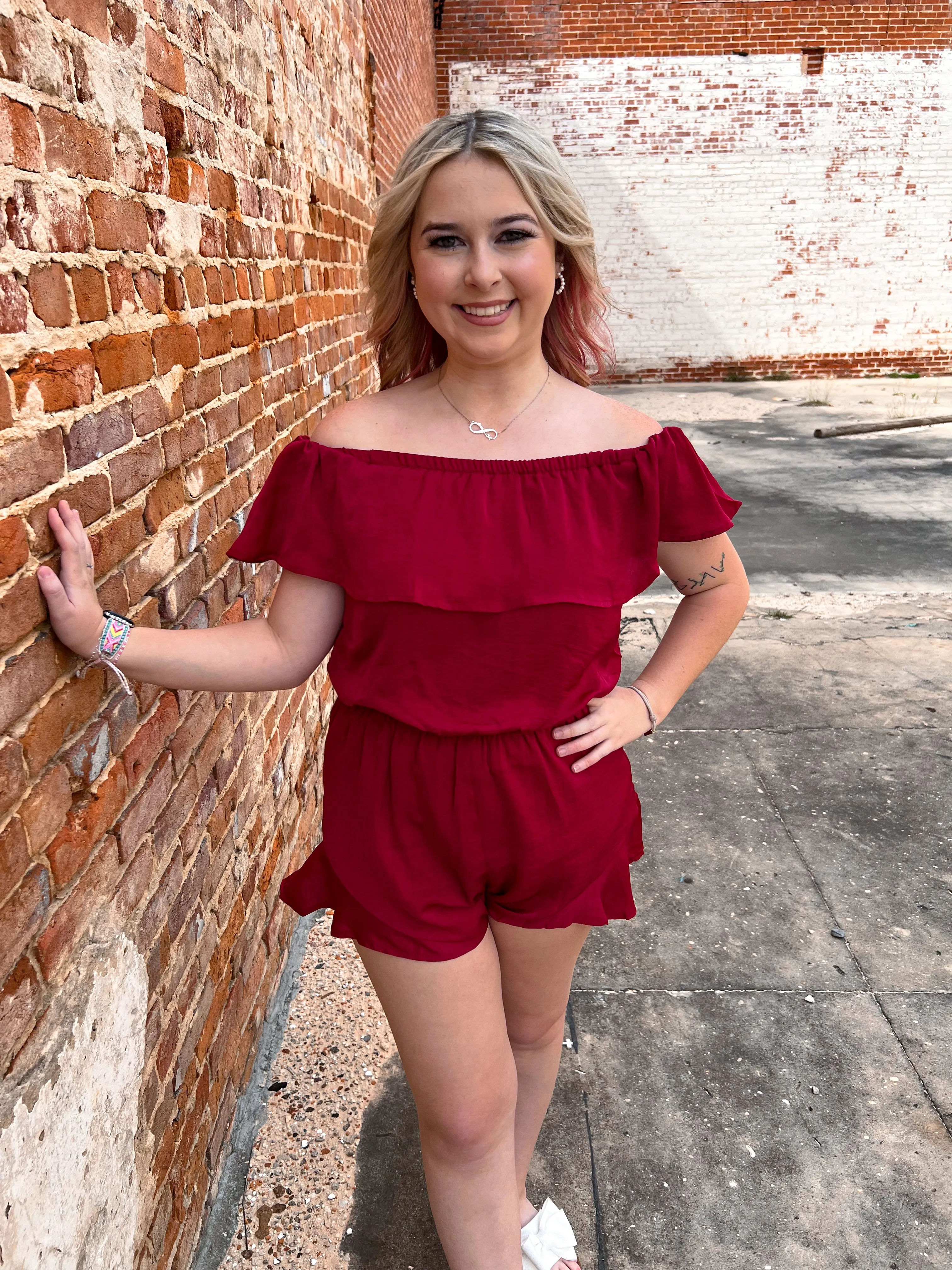 Mila Off The Shoulder Satin Romper