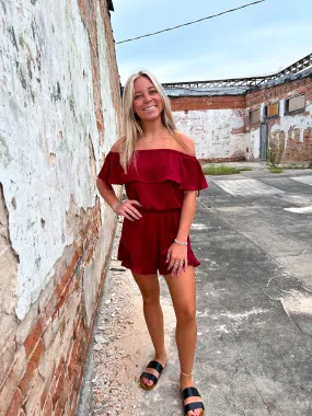 Mila Off The Shoulder Satin Romper