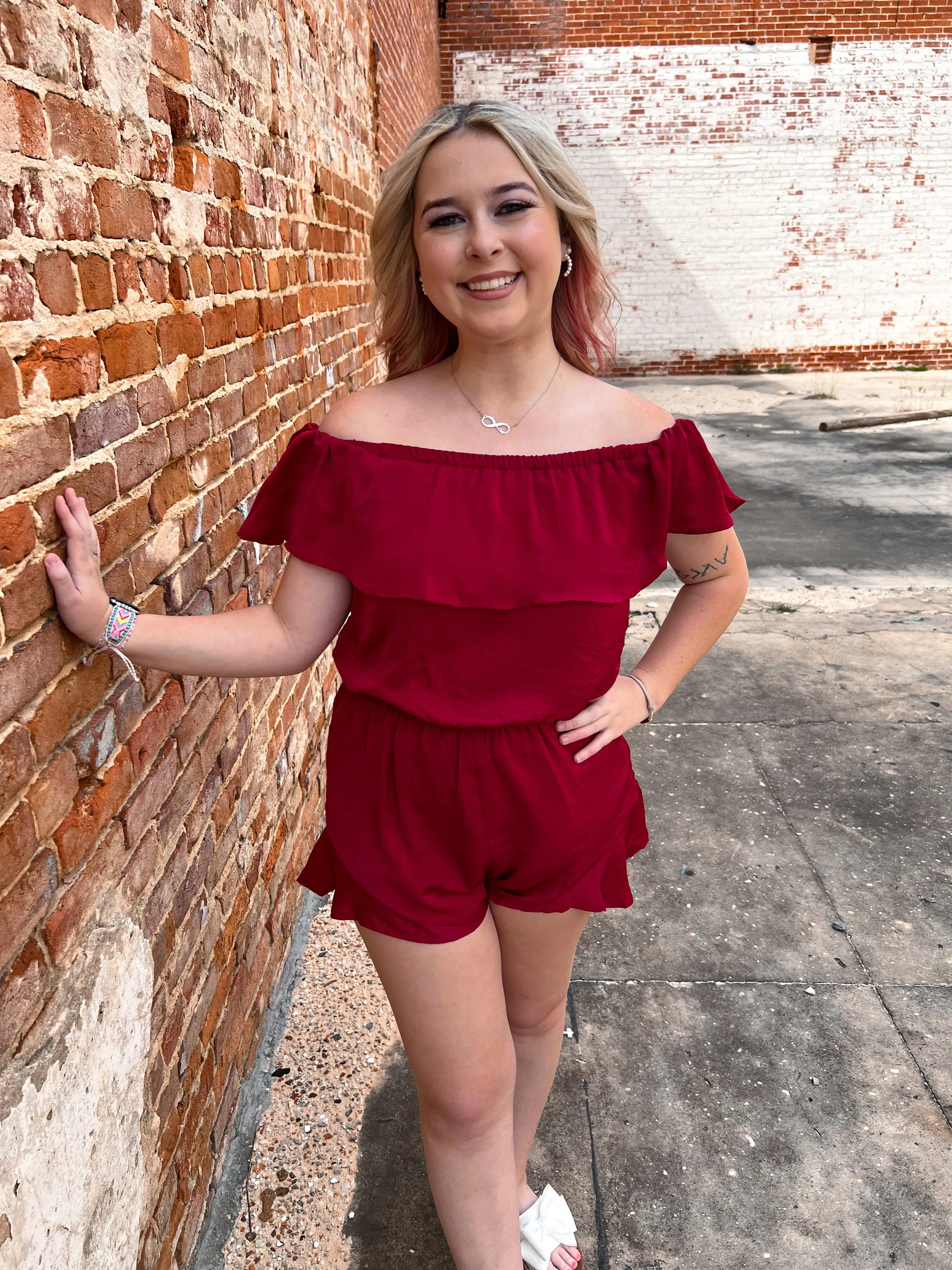 Mila Off The Shoulder Satin Romper