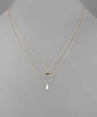 Moon & Crystal Layer Necklace