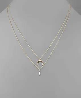 Moon & Crystal Layer Necklace