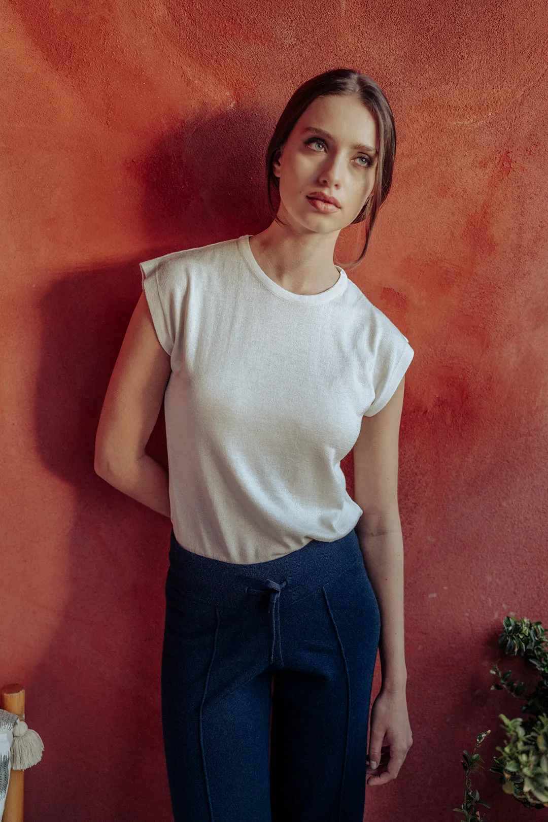 Navy Blue Cashmere and Wool Recycled Recycled Cashmere Women's Knitwear Sweatpants