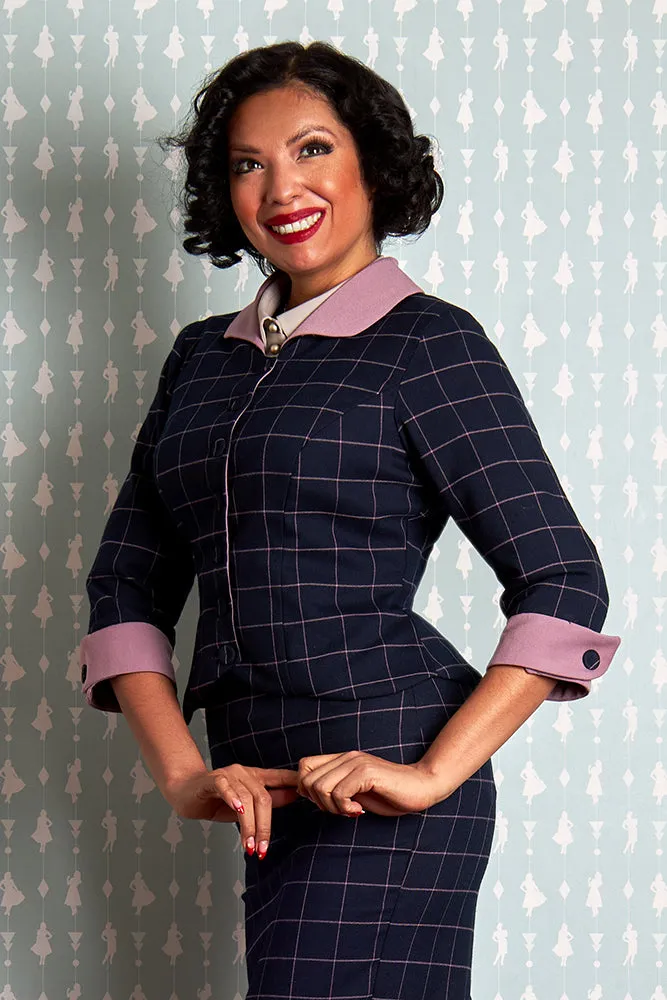 Navy Plaid Francesca-Lee Blazer By Miss Candyfloss