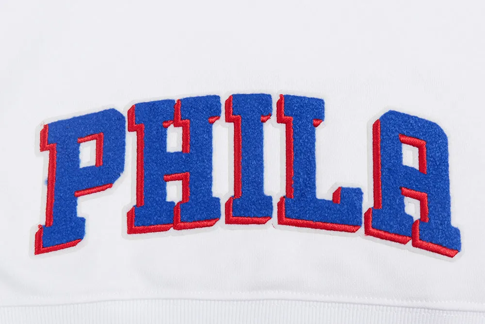 NBA PHILADELPHIA 76ERS CLASSIC WOMEN'S CROPPED PO HOODIE (WHITE)