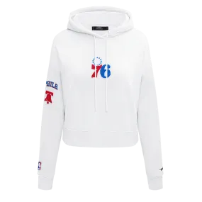 NBA PHILADELPHIA 76ERS CLASSIC WOMEN'S CROPPED PO HOODIE (WHITE)