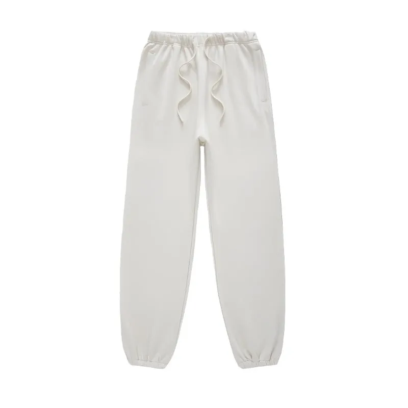 Neutral Solid Color Jogger Sweatpants