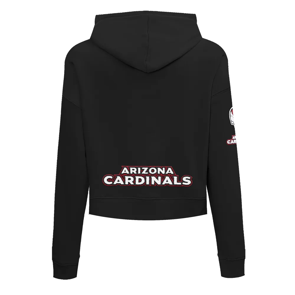 NFL ARIZONA CARDINALS CLASSIC WOMEN'S CROPPED FLC PO HOODIE (BLACK)