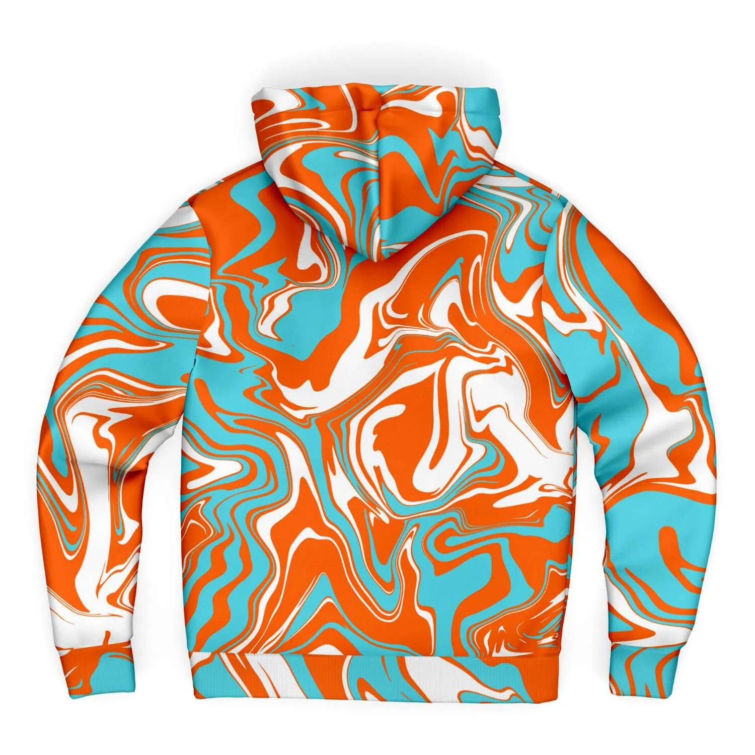 Orange Turquoise and White Oil Spill Sherpa Hoodie