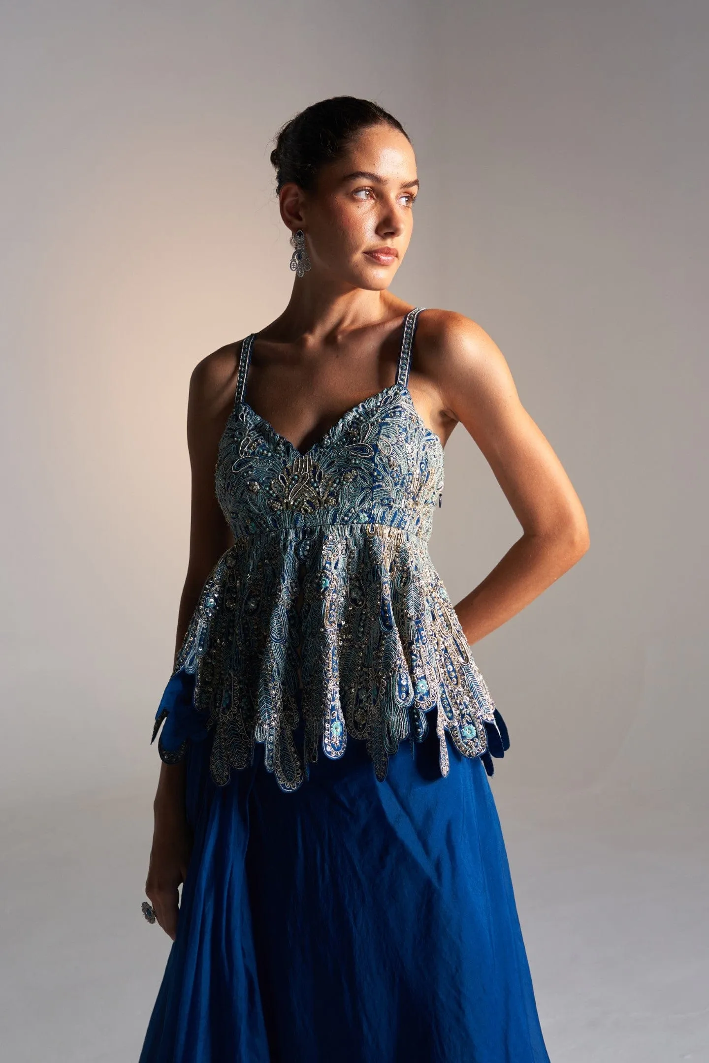 Peplum Organza Top& Skirt set
