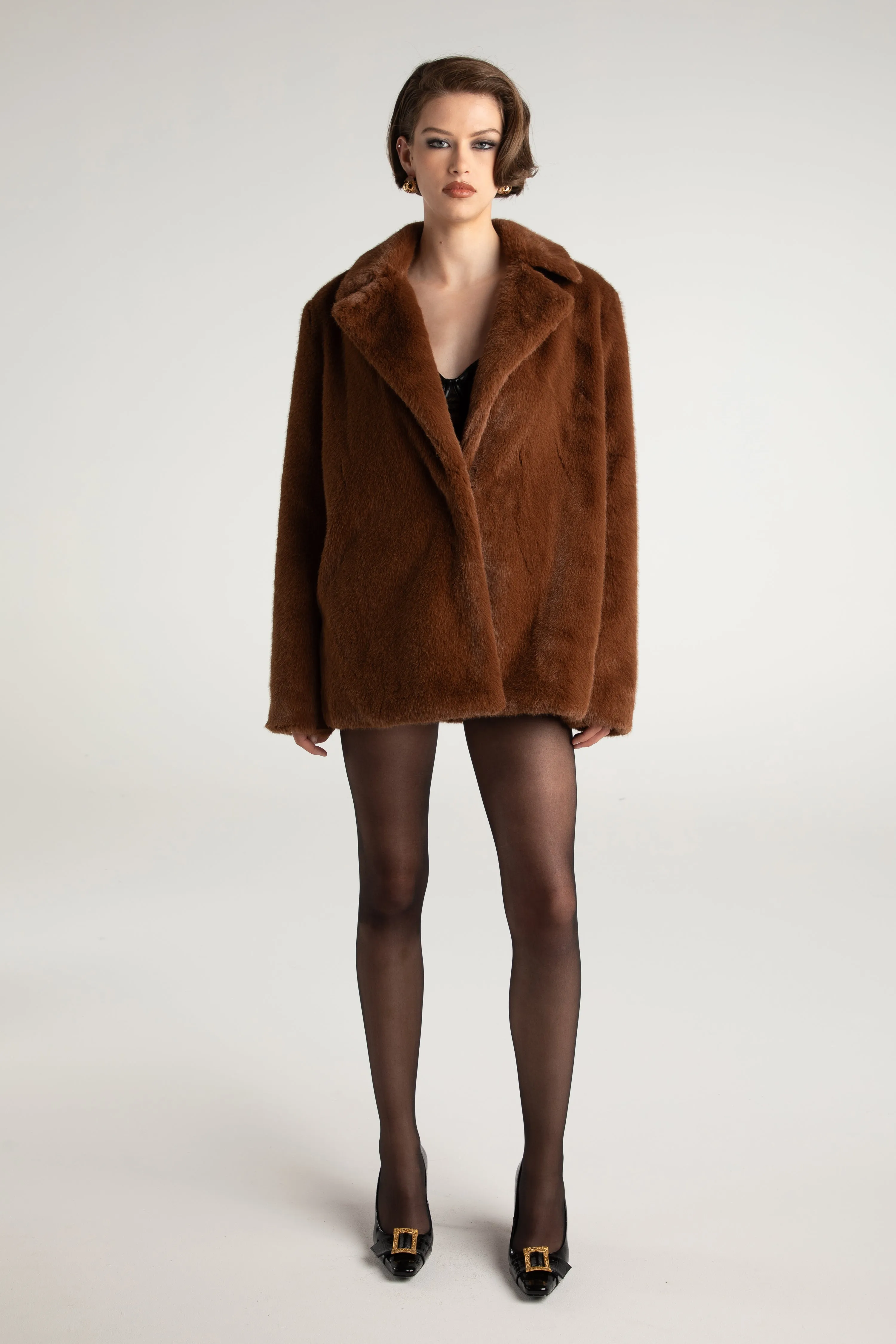 Phoebe Fur Jacket (Brown)