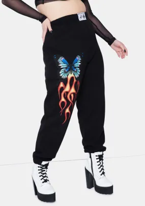 Plus Gray Butterfly Jogger Sweatpants