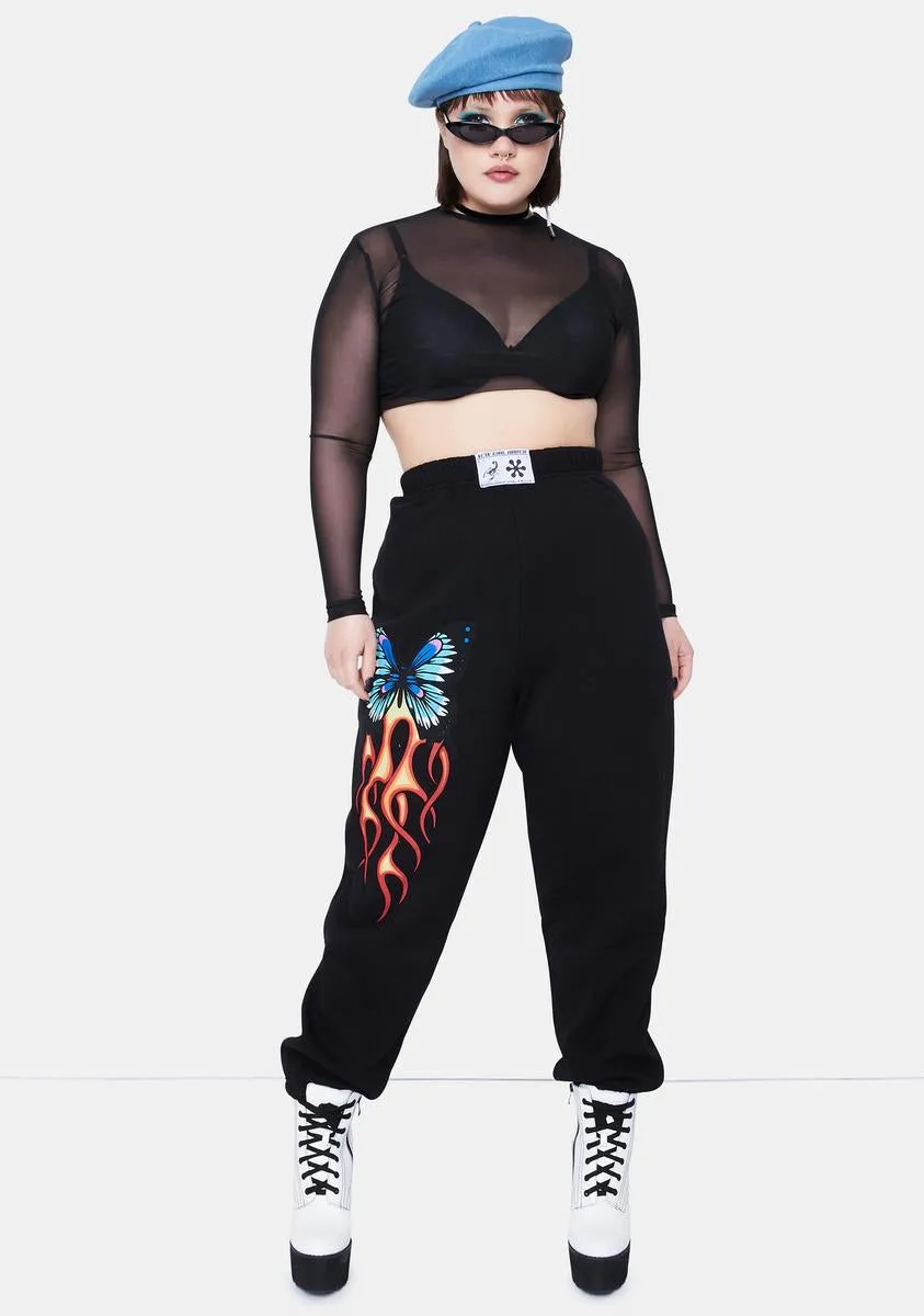 Plus Gray Butterfly Jogger Sweatpants