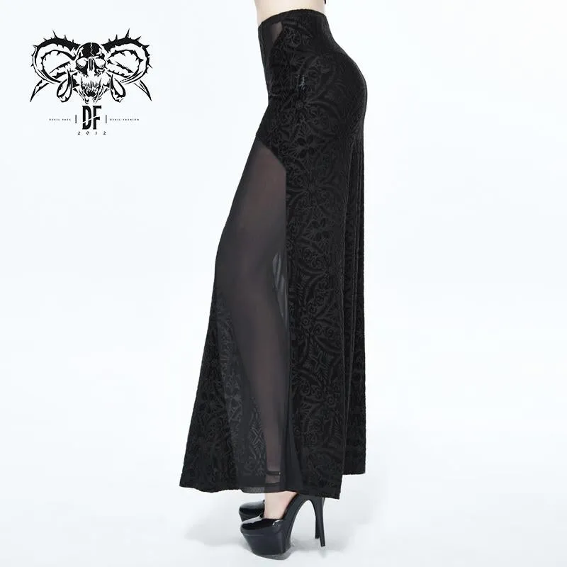 'Poison Heart' Gothic Printed Skirt With Mesh Panels